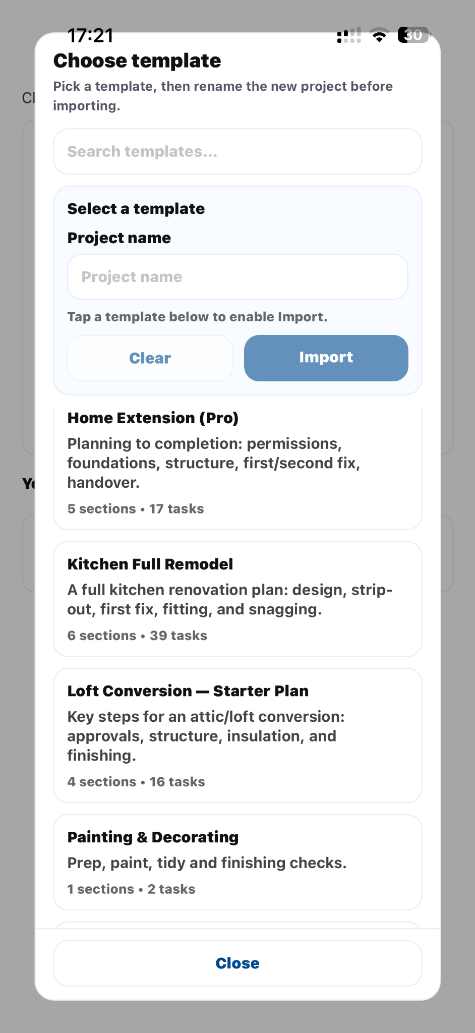 Templates screenshot